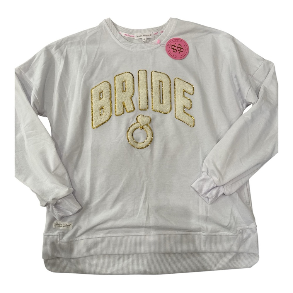 Simply Southern White and Gold Bride Sweatshirt